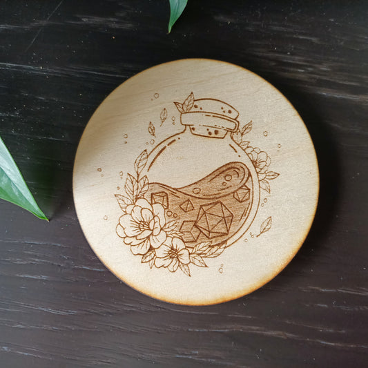 Dnd Dice Potion Wooden Coaster